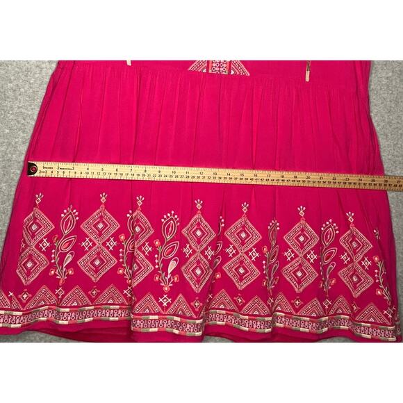 Savanna Jane women's dress pink floral embroidered midi boho lined v-neck 1X - Picture 12 of 13